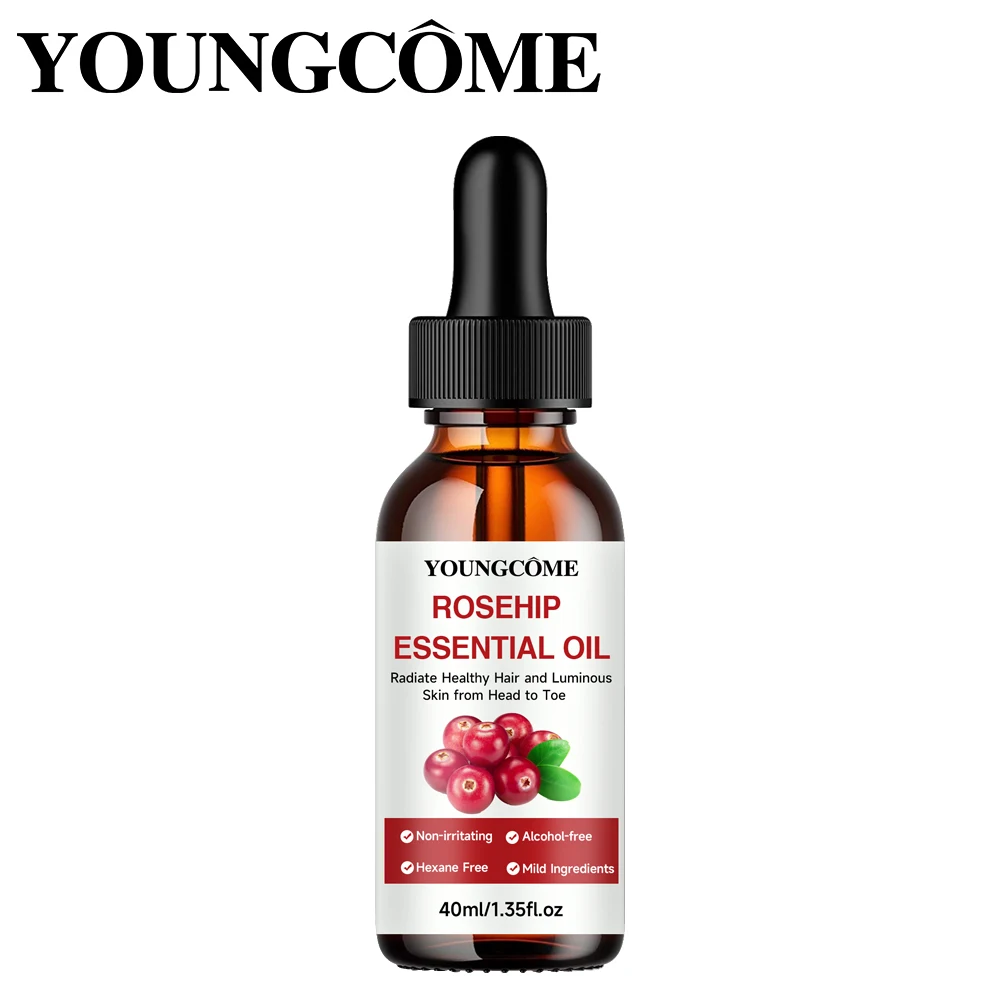 

YOUNGCOME Pure Rosehip Essential Oil Fade Fine Line Lifting Firming Repair Moisturizing Nourishing Skincare Oil for Hair Face