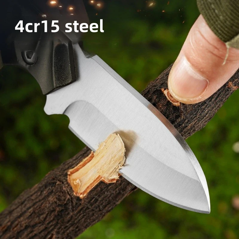 Outdoor Straight Knife Camping Fruit Knife Stainless Steel Cnc Knife Field Knife Aluminum Handle Portable