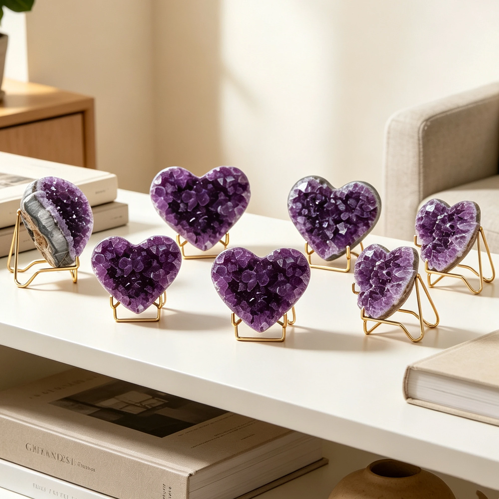 Fully Crystal Heart Shape Amethyst Cluster Natural Geodes Reiki Healing Gemstone Specimen Collections Home Decoration