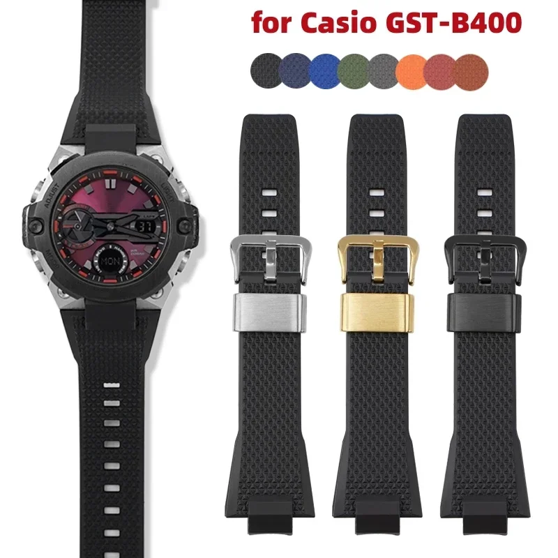 Rubber Watch Band for Casio GST-B400 Steel Heart Series Quick Release Resin Strap GST-B400 Men Replacement Bracelet Accessories