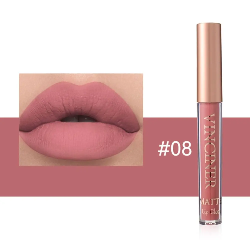 Long-Lasting Liquid Lipstick 12 Colors Rose Nude Smooth Makeup Lip Care Non-stick Cup Waterproof Red Velvet Lipstick Girls