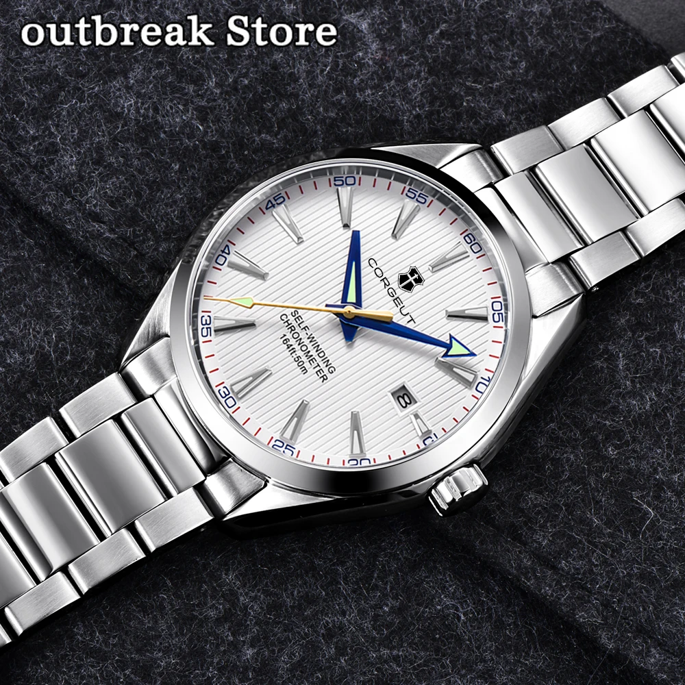 NEW CORGEUT 41MM Sapphire Fashion NH35 Movt  Lume  Automatic Mechanical Sport Watch Strap Male Clock Relogio Masculino