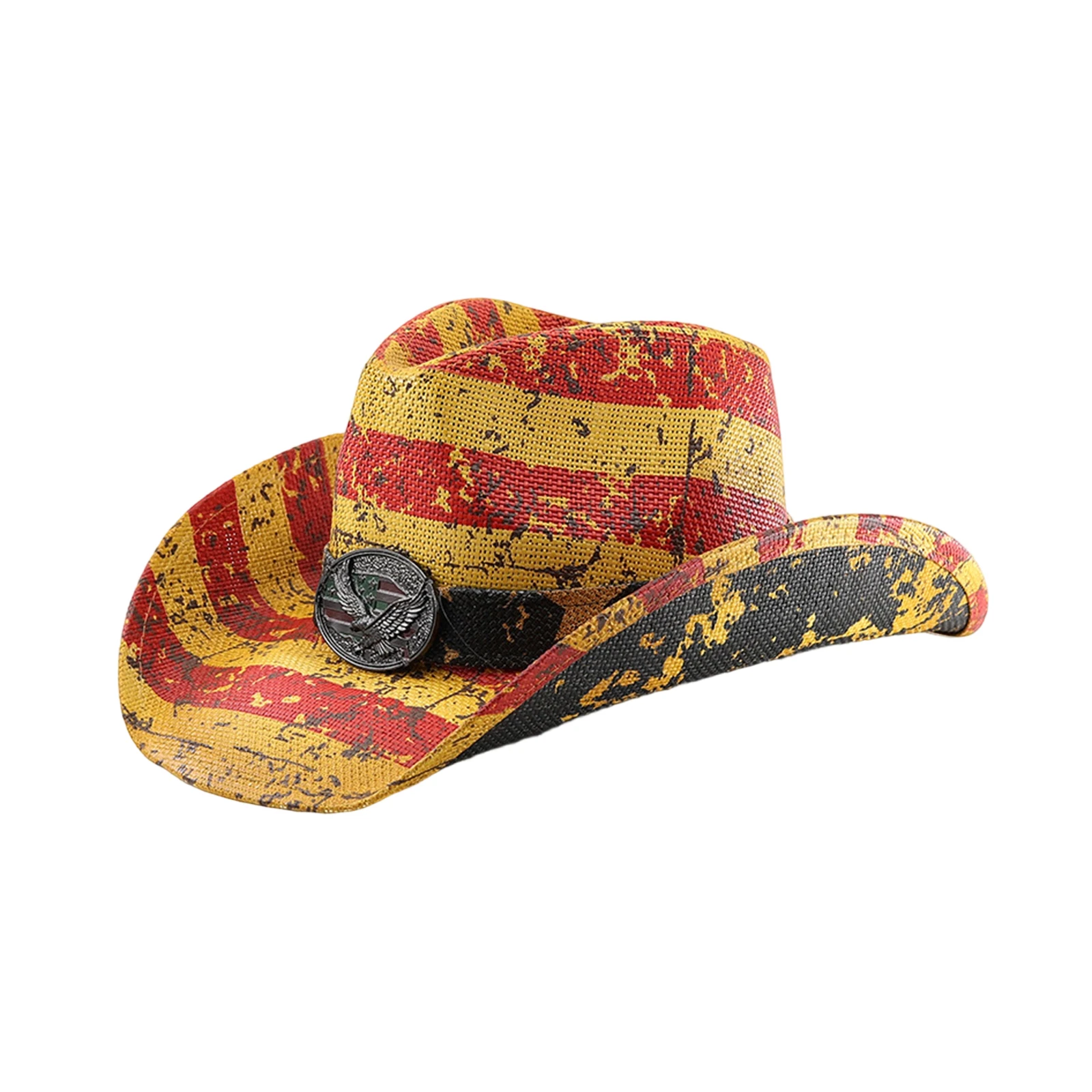 4th of July Cowgirl Hat Star Stripe Flag Pattern Patriotic Western Cap Jazz Hat Independence Day Panama Hat for Male Party Hats view 5