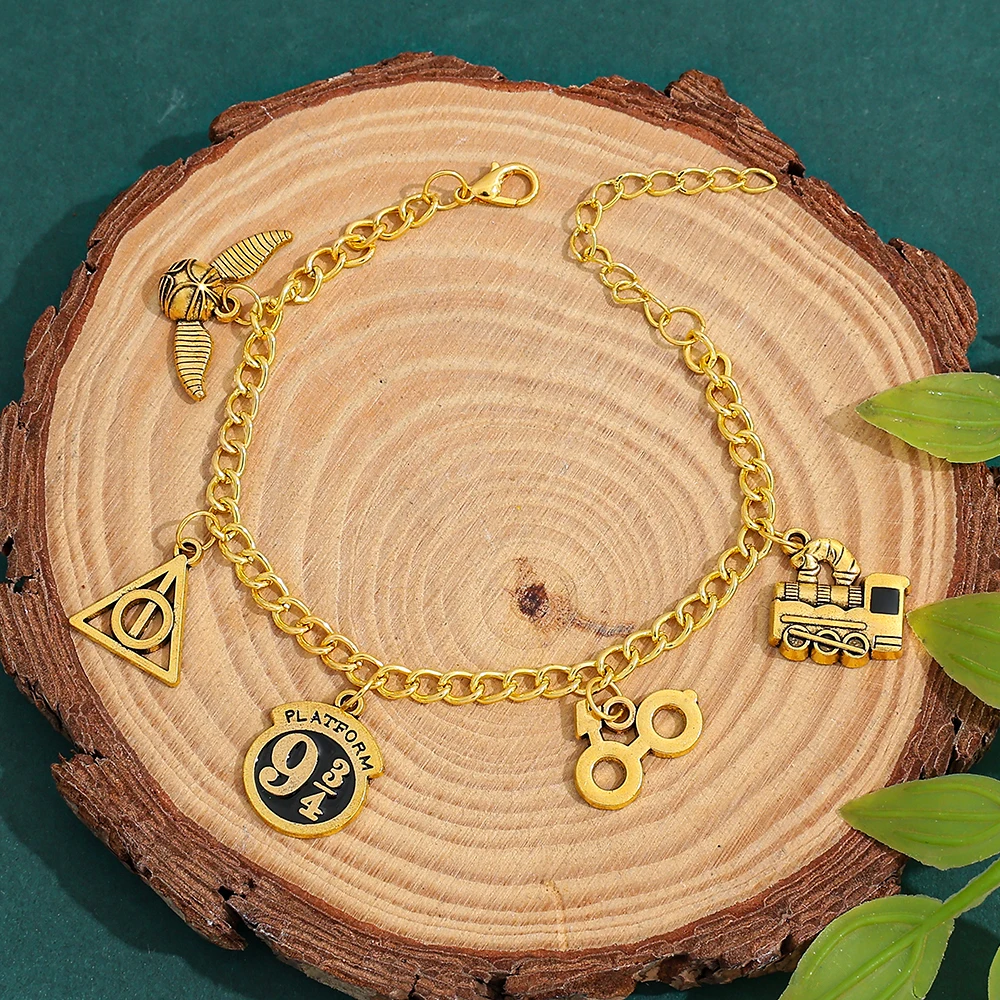 Magic Wizard Charm Bracelet, Adjustable Alloy Chain Collectible Jewelry Gift for Movie Fans - view 5