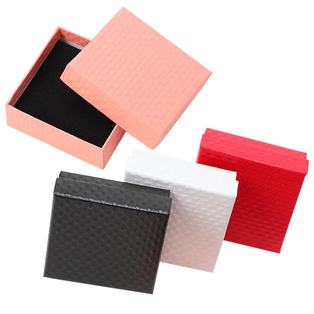 4Pcs Jewelry Gift Boxes Cardboard Small Organizer Ring Earring Necklace Storage Portable Travel Case Cardboard Jewelry Box