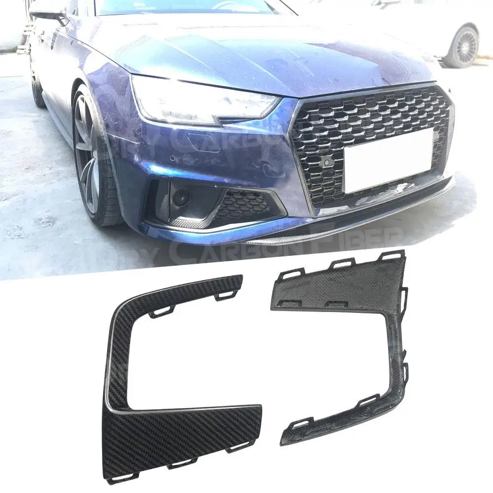 

2 шт./компл., рамка передней противотуманной фары из сухого углеродного волокна, накладки на рамку для Audi A4 S4 2019, стекло из стекловолокна для стайлинга автомобилей