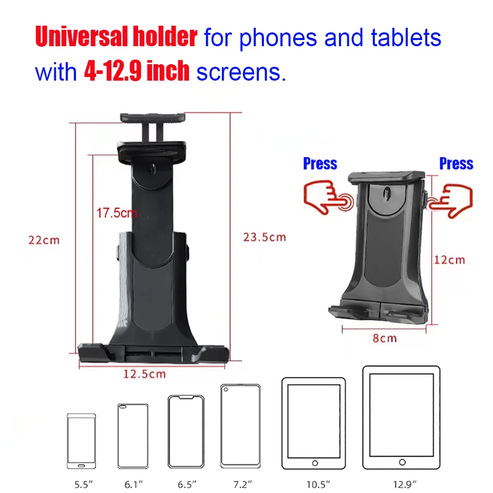 Universal Tablet Stand Long Arm Windshield Mobile Cellphone Car Mount Bracket Holder For 4-12.9 Inch iPhone iPad Pro Air GPS MP4