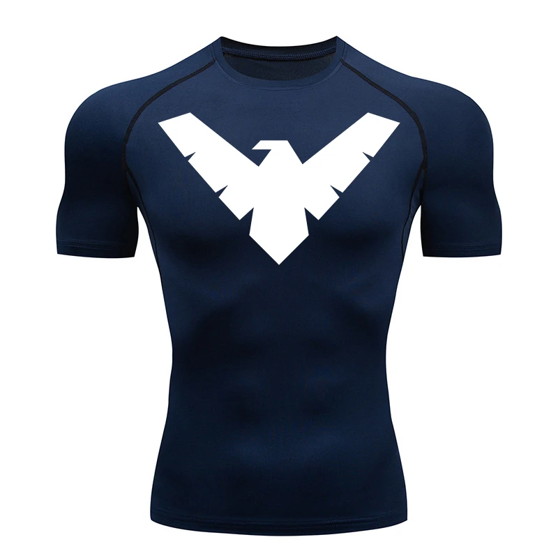 Grafik-Kurzarm-Kompressionsshirts für Herren, Fitnessstudio, Workout, Laufen, T-Shirts, Sommer, sportlich, schnell trocknend, Baselayers-Unterhemden