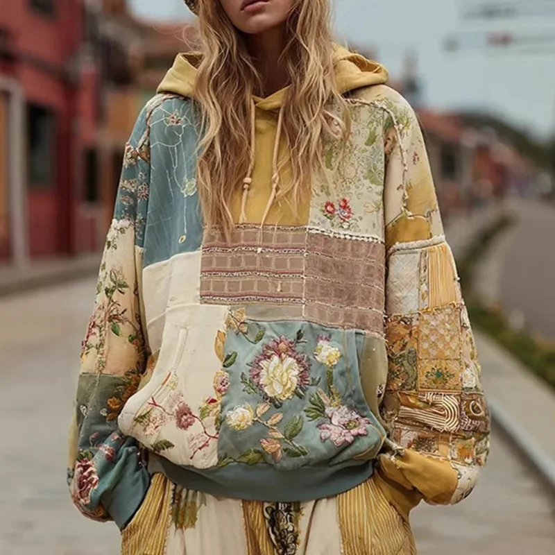 

2025 New Women's Casual Hooded Long-sleeved Pullover Regular Digital Printed Women's Sweatshirt