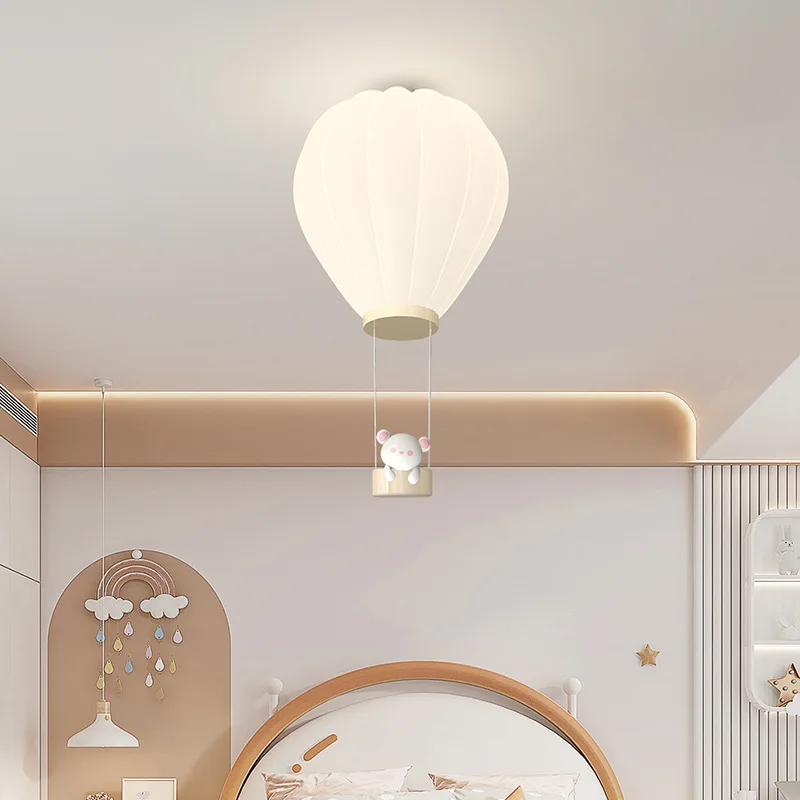 Imagem -04 - Luz de Teto Branca pe para Crianças Ballon de ar Quente Animais de Desenhos Animados Quarto Infantil Lâmpada de Quarto Decoração de Bebê Candeeiro Branco