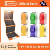 FF FlashFish Foldable Solar Panel 100W 18V Outdoor Solar Charger DC Type-c/QC3.0 Output Charge for Power Station Solar Generator