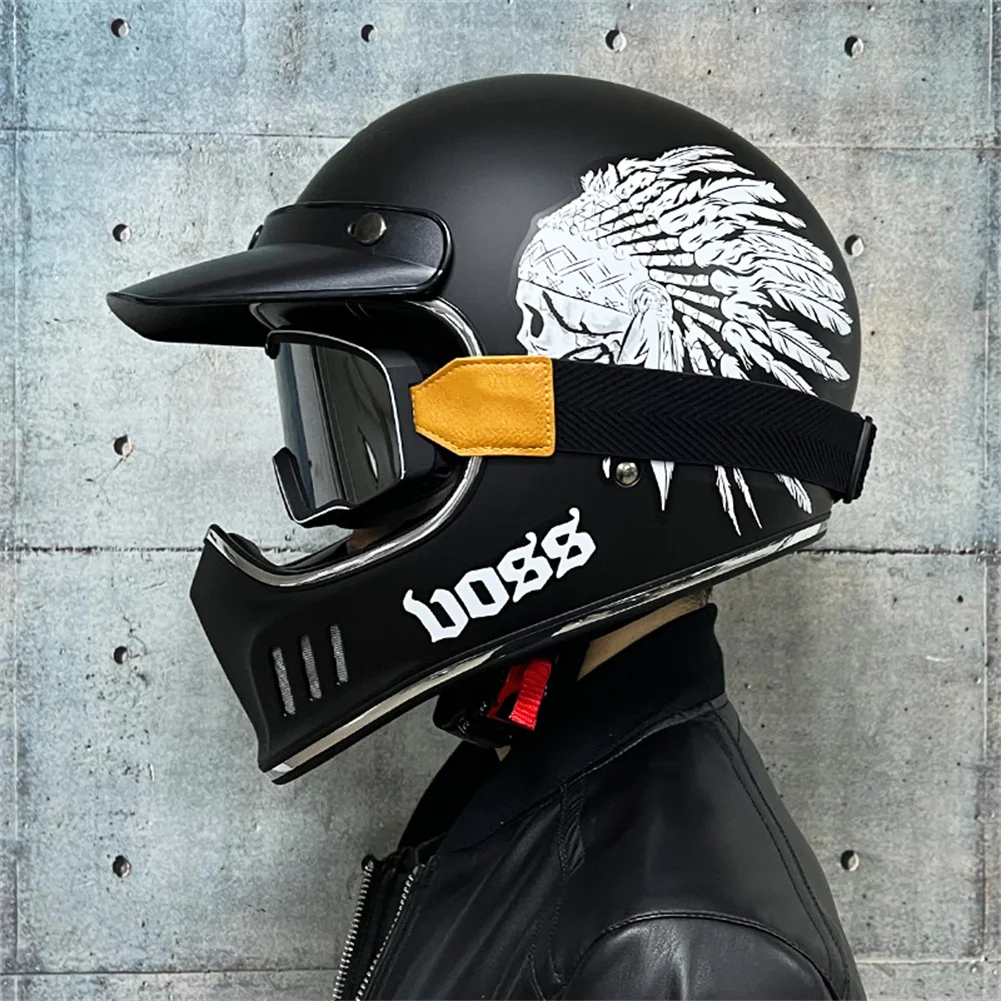 Vintage Full Face Motorcycle Motocross Helmet ABS Shell Lightweight Casque High Quality Casco Moto Four Seasons Cruise view 4