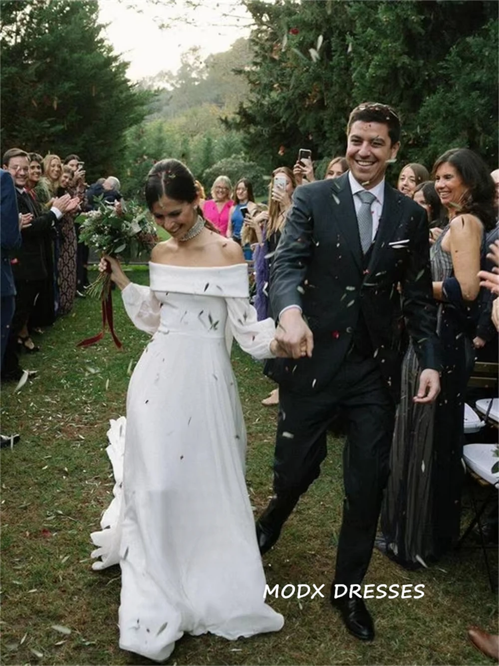 MODX Customized Boat Neck Elegant Wedding Dresses 2026 A Line 3/4 Sleeves Bridal Party Gown Civil Wedding Evening Dress Bride ﻿