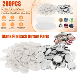 200 Sets Blank Pin Back Button Parts for Button Maker Machine 25mm 32mm 37mm 44mm Round Badge Making Supplies with Metal Cover