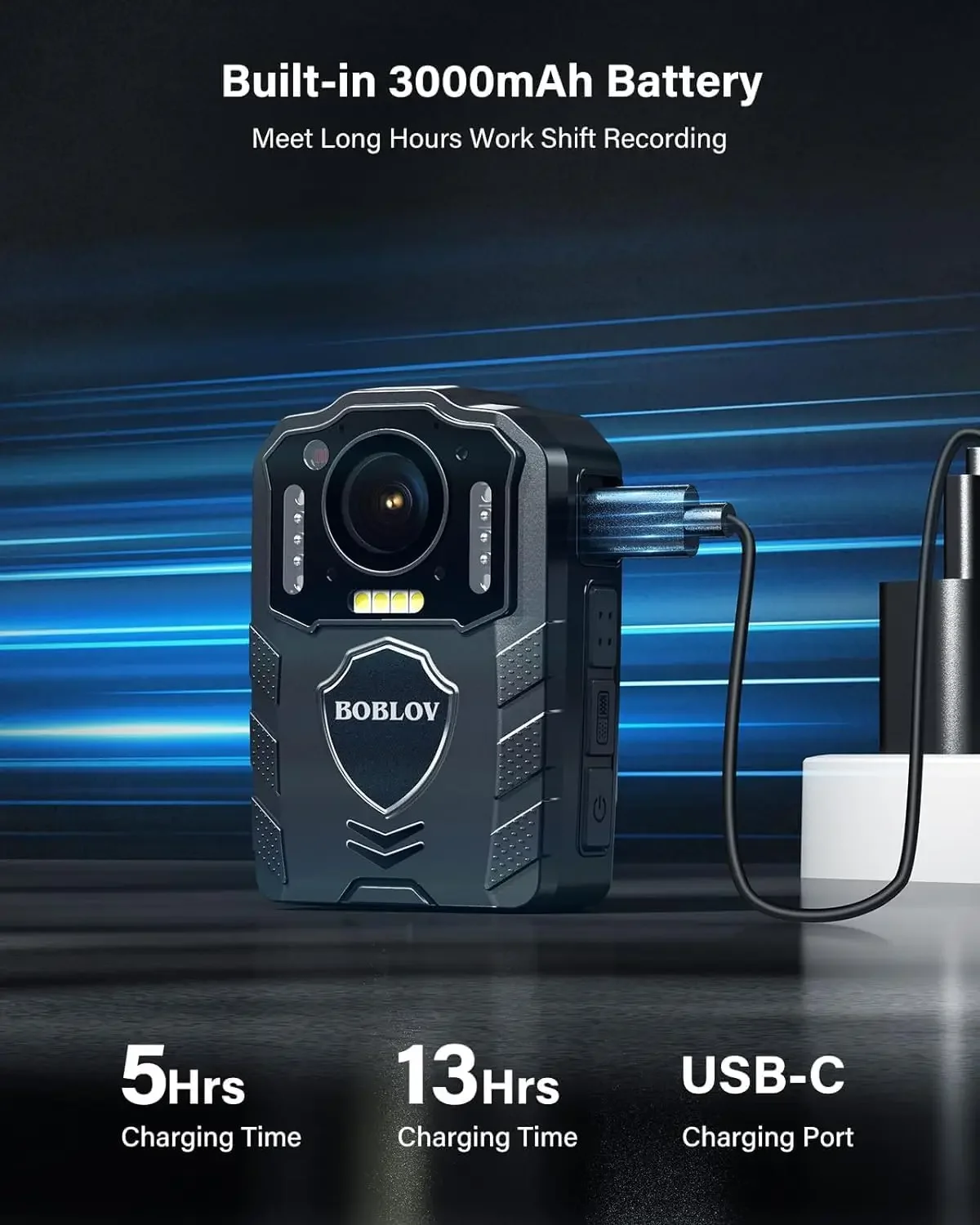 BOBLOV New Arrival 1080p 3000mAh 13Hrs Recording Night Vision Wearable Camcorder Security Body Worn Camera view 3