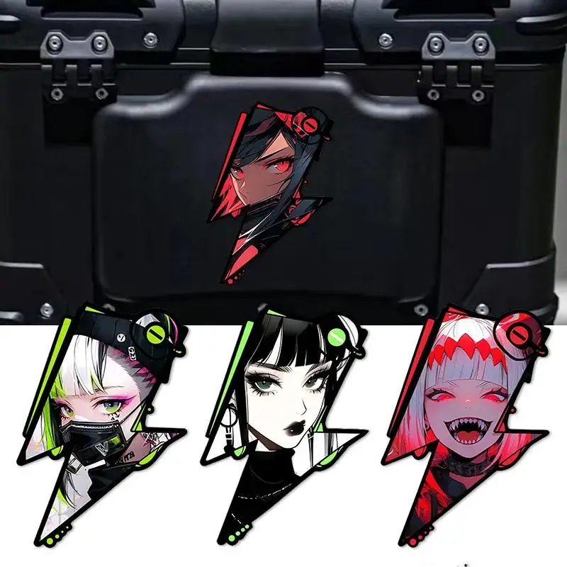 

1 шт., графическая наклейка в форме молнии в стиле аниме, крутой мультяшный персонаж, водонепроницаемая виниловая наклейка для мотоцикла, автомобиля, шлема, ноутбука, декор