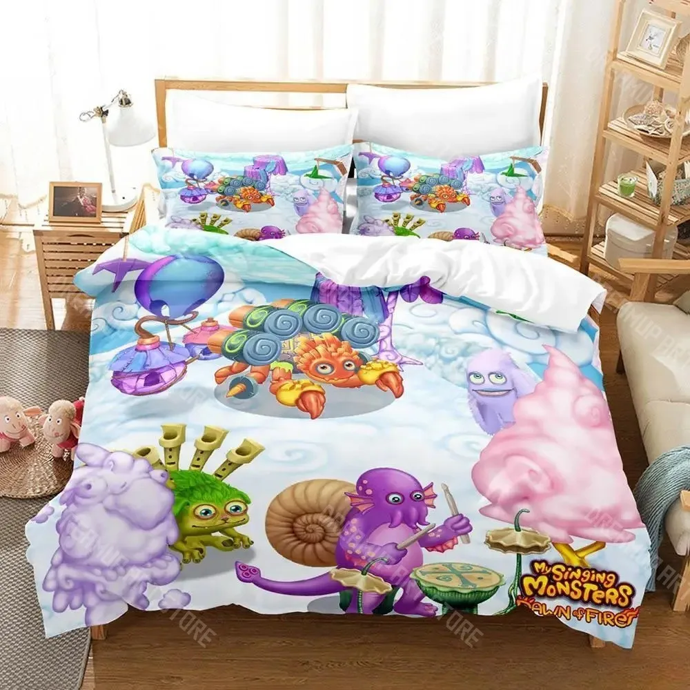 3D Printed My Singing Monsters Game Bedding Set for Boys Girls Duvet Cover Pillowcase Twin Queen King Full Single Double Sizes