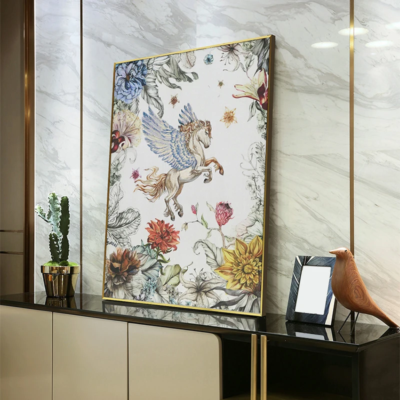 Roman Pegasus Suzhou Embroidery Painting 60 * 80 Size Home Decoration Embroidery Painting