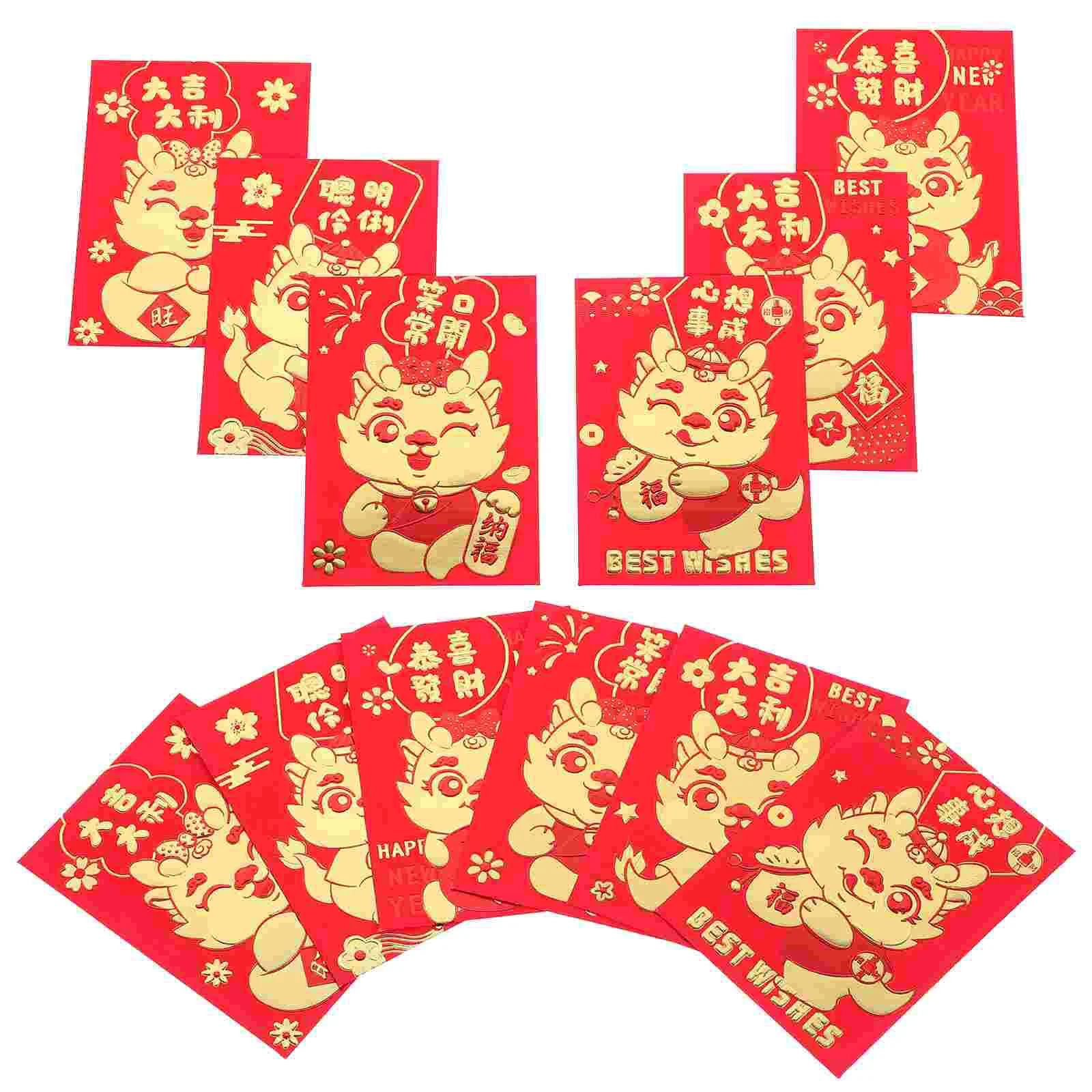 36 Pcs Envelope Bags 8x11.5cm Chinese New Year Gift Dragon Paper Packets T3312 T3316 T3320 Lucky Money Holder Creative