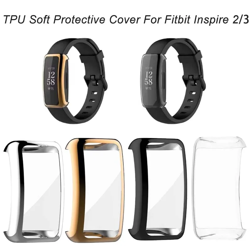 TPU Weiche Schutzhülle Für Fitbit Inspire 2/3 Smartwatch Fall Wasserdichte Full Screen Protector Shell Bumper Ersatz Fällen