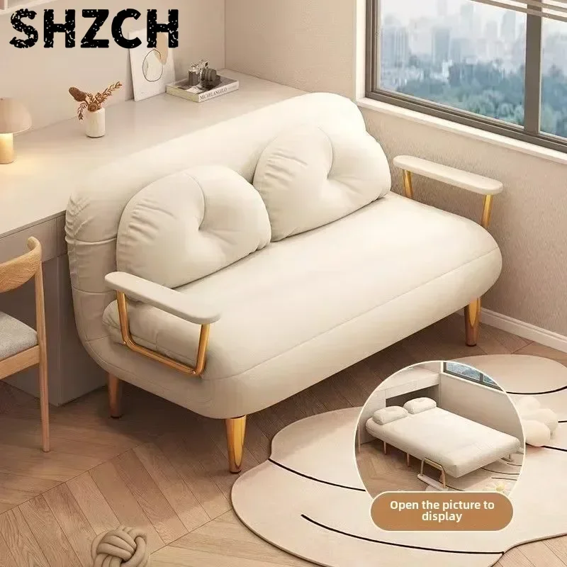 Foldable Sofa Bed Single Unit Dual Use Multi-Functional Small Space Saving Clouding Stretching Relaxing Two-Seater