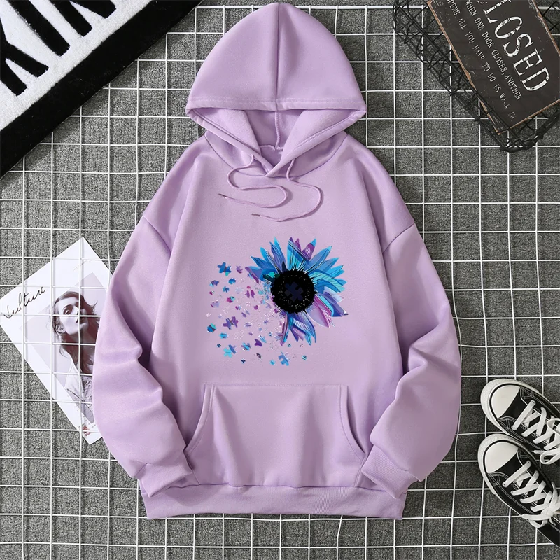 2025 جديد الخريف الشتاء عباد الشمس الجرافيك قميص للنساء أزهار لطيفة طويلة الأكمام السيدات بلايز في سن المراهقة الفتيات هوديس فضفاض غير رسمي #6