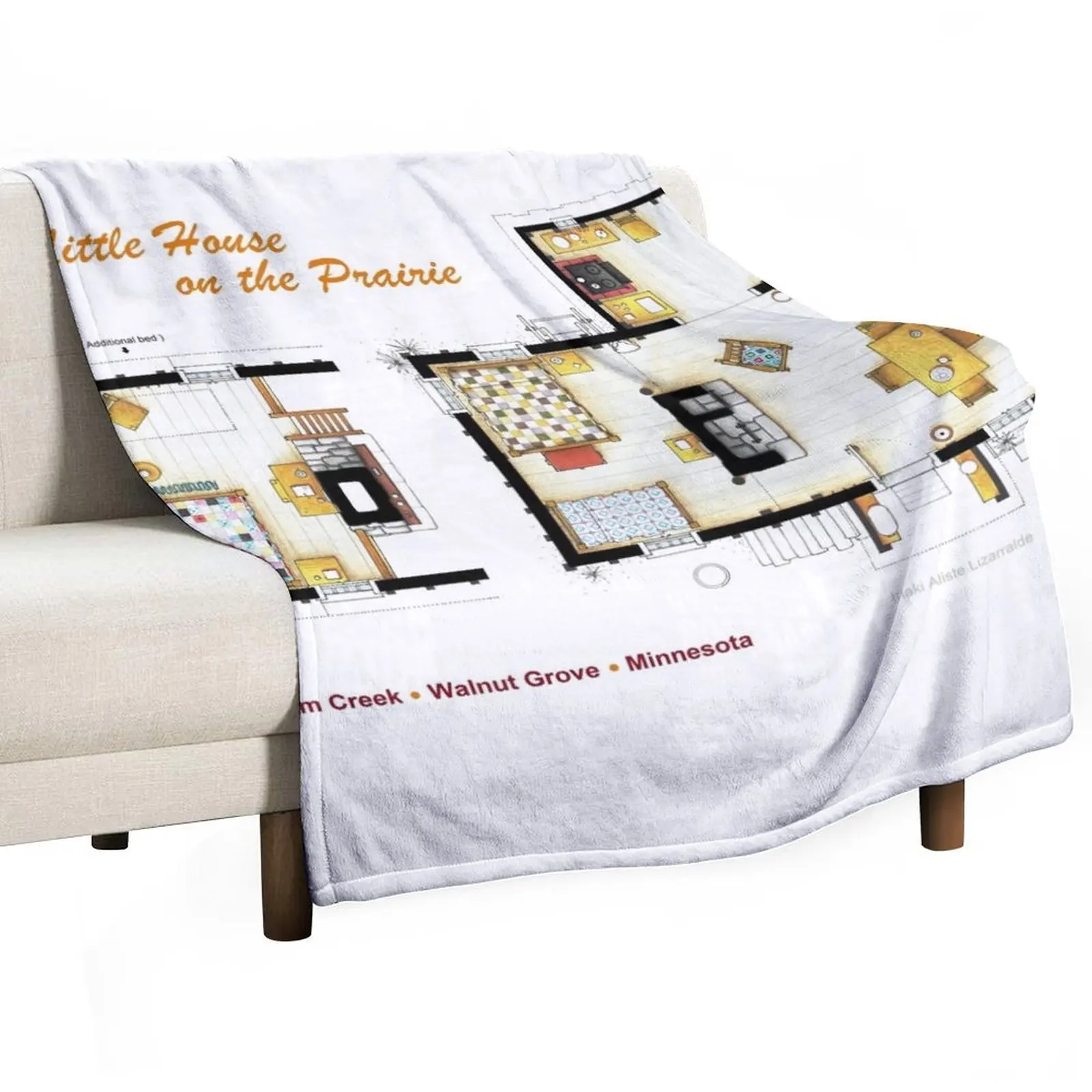 

Floorplan of the LITTLE HOUSE ON THE PRAIRIE Throw Blanket Thermal For Decorative Sofa Shaggy Polar Blankets