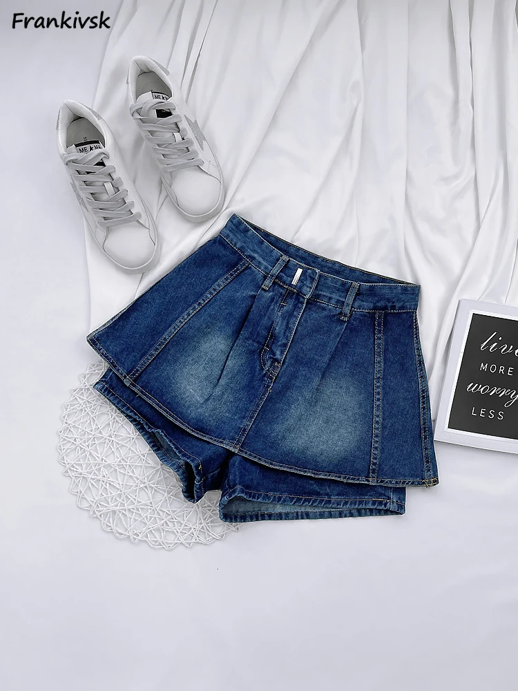 S-5XL Shorts Women Chic Summer Vintage Denim Schoolgirls Trousers High Waist Fashion Korean Clothing Hotsweet All-match Daily