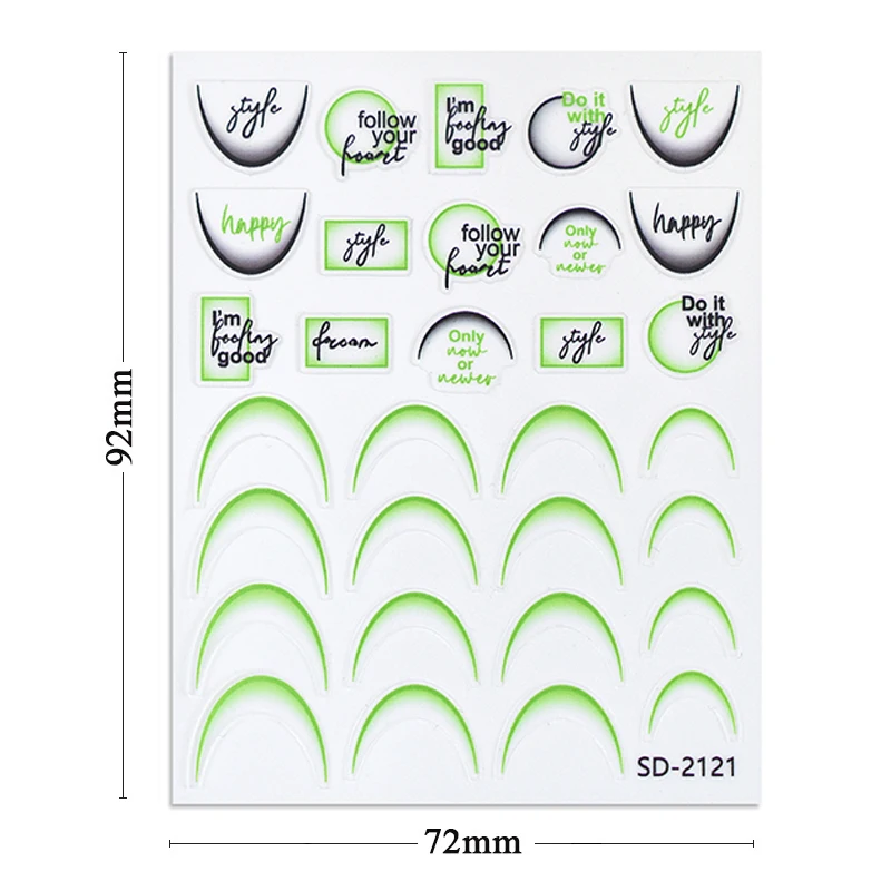 Gradient French Line 3D สติ๊กเกอร์เล็บ Self-Adhesive Decals Vintage Lover ตัวอักษร Blush เคล็ดลับเล็บตกแต่งเล็บ