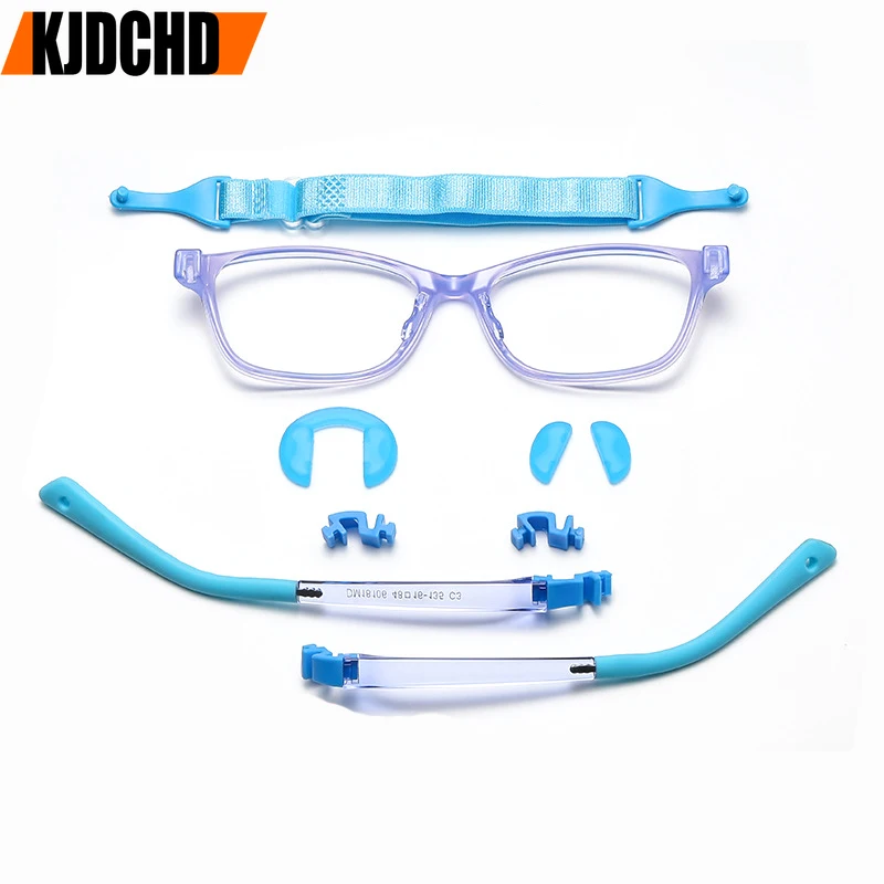 KJDCHD Kids Oval Silicone Flexible Glasses Frame For Boy Girl Ultralight Optical Eyeglasses With Sports Strap For 5-12 Years Old