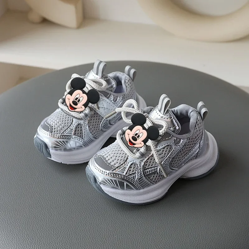 Disney Mickey Mouse Girl Sports Shoes Spring Autumn Soft Sole Sneakers Children Casual Shoes Boy cute Breathable Running Shoes