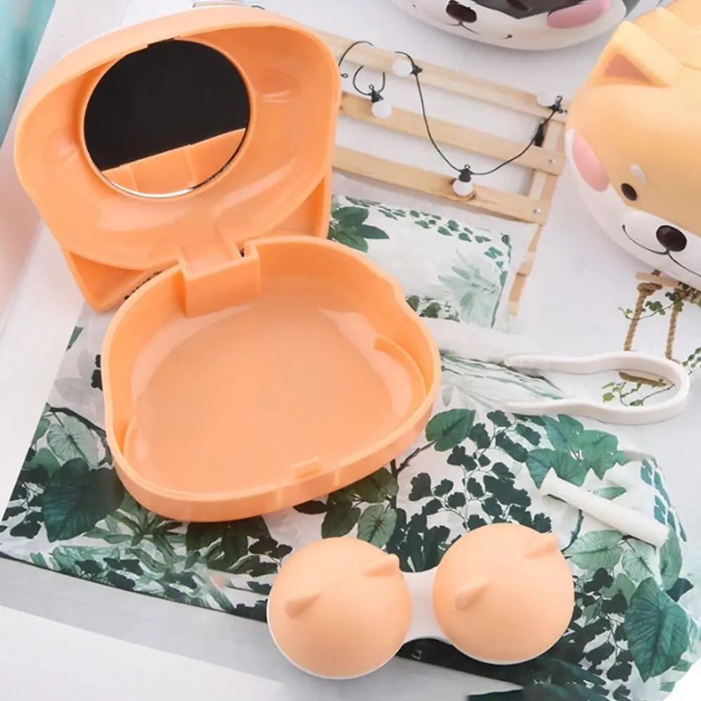 Mini Cute Contact Lens Case Cartoon Dog Shape Contact Lens Care Box Portable Three-dimensional Contact Lens Storage Box Girl