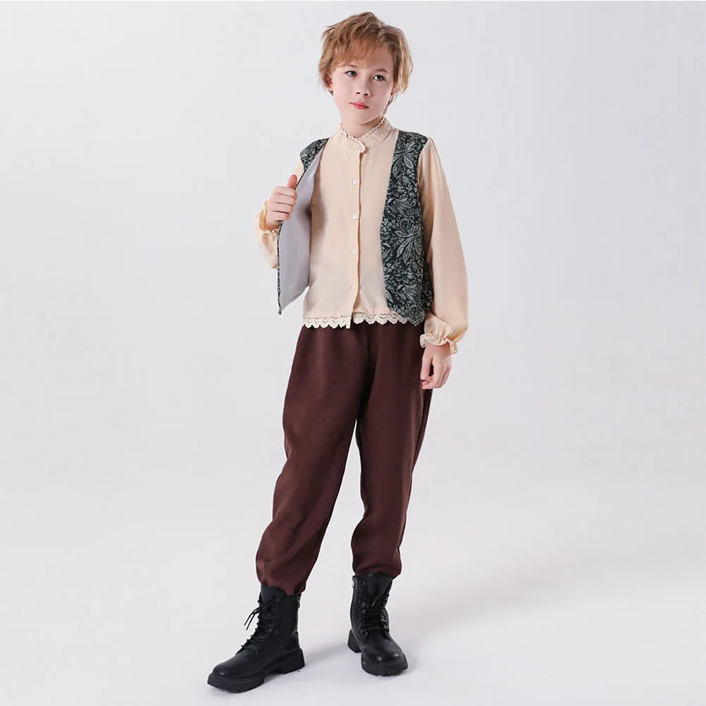 Boys Cosplay Costumes Halloween Fashion Cute Tops And Pants Set Trend British Retro Style Stage Performance Clothes Set