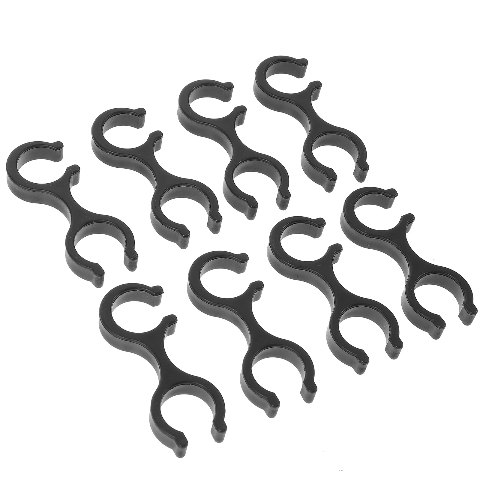 

8pcs Alpenstock Handcuffs Shape Clips Housing Hose Guide for Outdoor Walking Stick (Black) Storage Clasps