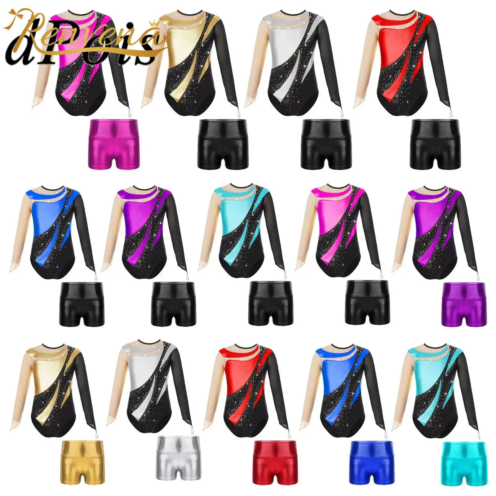roupa-de-bale-danca-bodysuit-com-shorts-criancas-meninas-ginastica-ritmica-collant-crianca-patinacao-artistica-macacao-desempenho-wear
