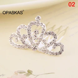 Mini Tiara Hair Combs Princess Crown Wedding Hair Accessories For Girls Fairy Silver Color Crystal Hairpins Bride Hair Jewelry