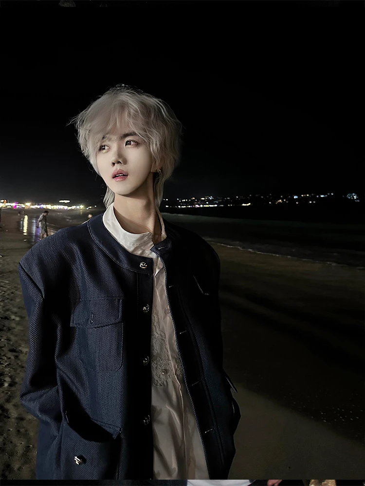 

Retro Coin Sle High-End Collarl Jaet Men's Model Autumn Faion Top Pad oulder Outerwear Casual Loose Fit Long Sve