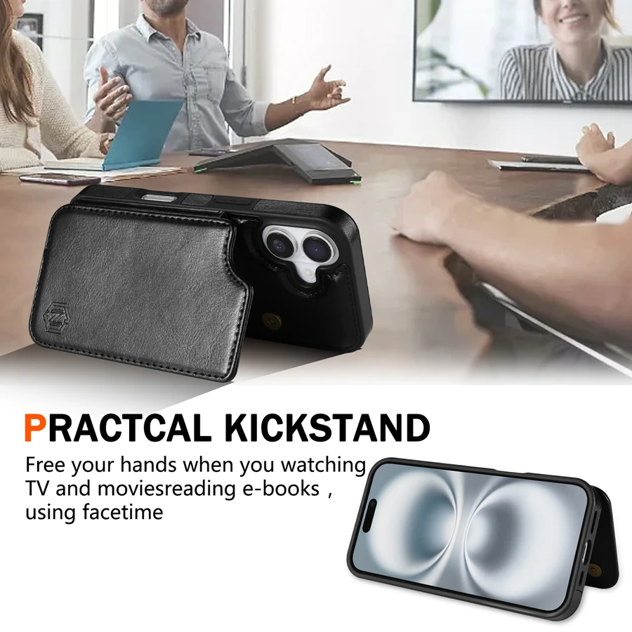 Wallet RFID Blocking Layer Protect Magnetic Leather Case Suitable For iPhone 17 17Air 17 Pro Max Shockproof Protective Card Bag