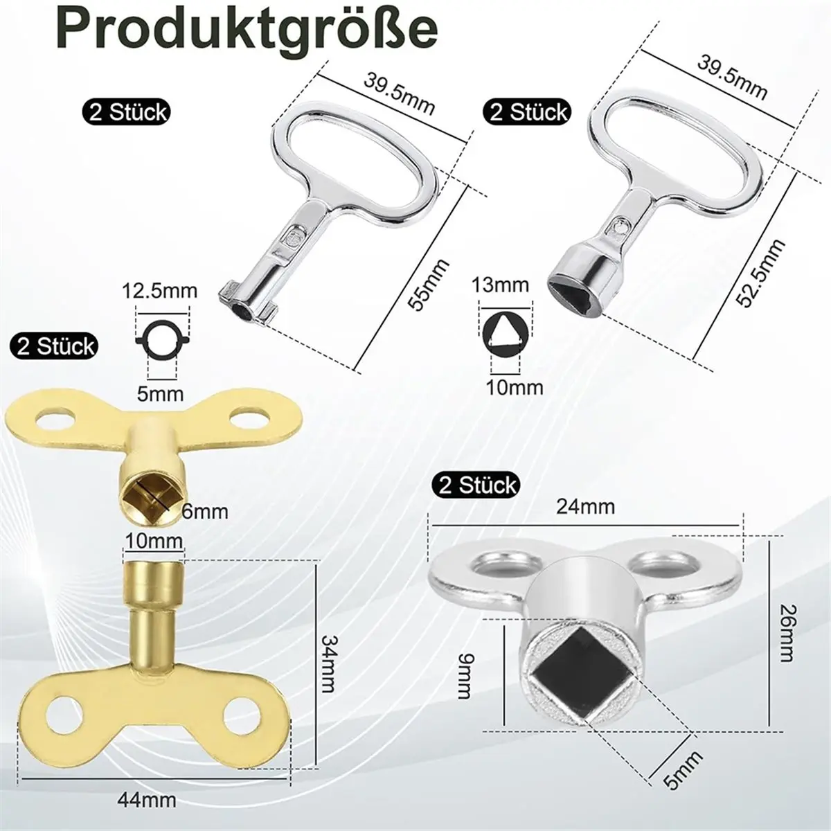 8 Piece Construction Machine Key Set, Universal Key Set, Multi-Purpose Square Wrench, for Controlling Radiators