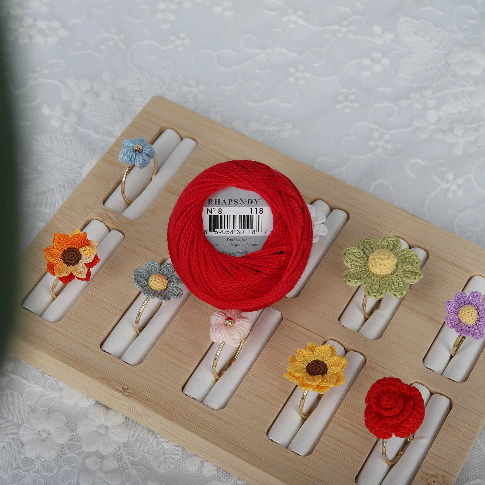 Rhapsody Größe 8, Häkelfaden, doppelt merzerisiert, lange Stapel, ägyptische Baumwolle, Perle, 12 verschiedene Farben, Set 43 Yards, 5 Gramm Kugel – Detail 12