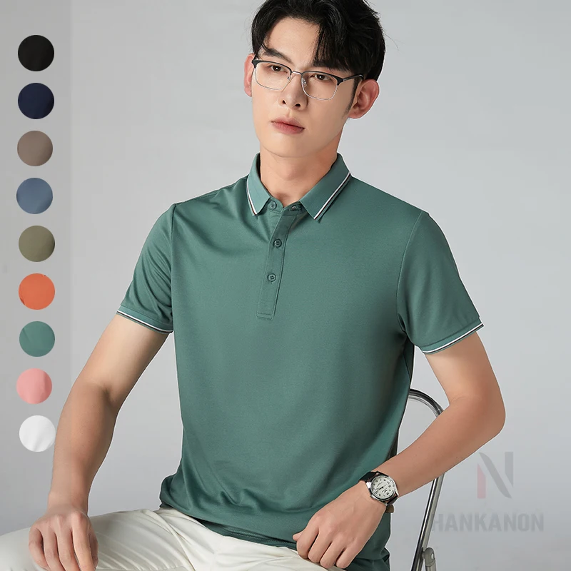 New Fabric Waterproof and Oil-Proof, Summer 2024 Short Sleeve Fashion City Men\'s Polo Shirt, Multi-Color Three-Proof Top