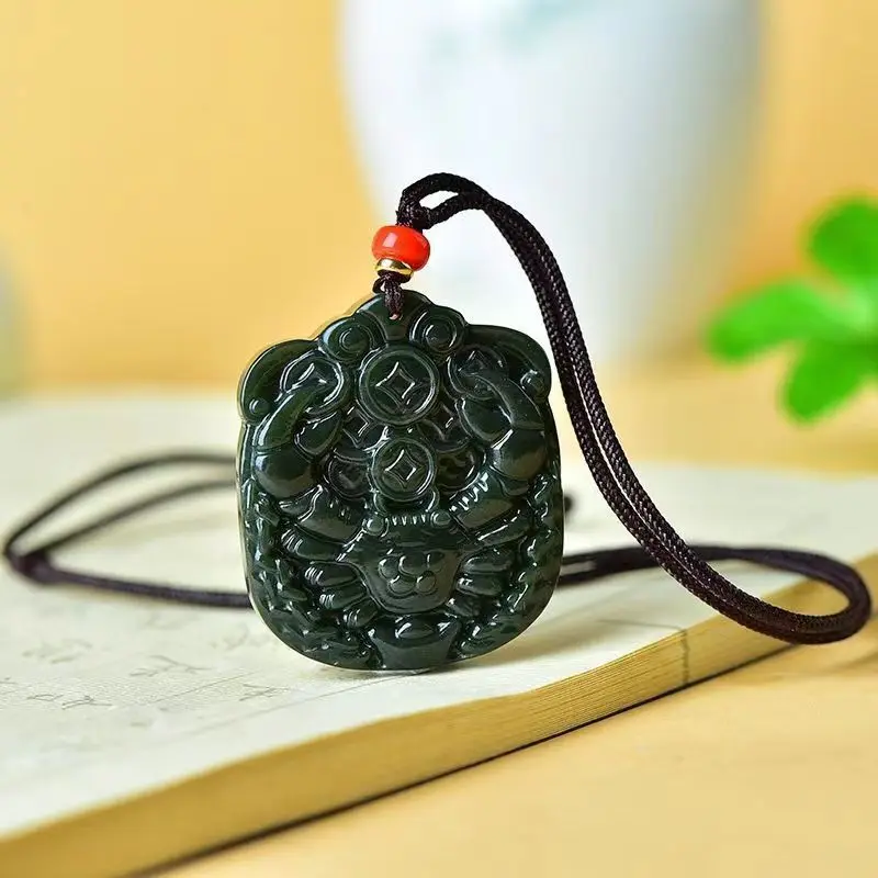 Natural Sapphire Bafanglai Cai Fang Brand Pendant, Crab Jade with Jewelry