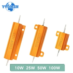 1PCS Aluminum Power Resistor 10W 25W 50W 100W Metal Shell Case Wirewound Resistor 0.1~10Kohm 10 1K 10K Resistance Load Resistors