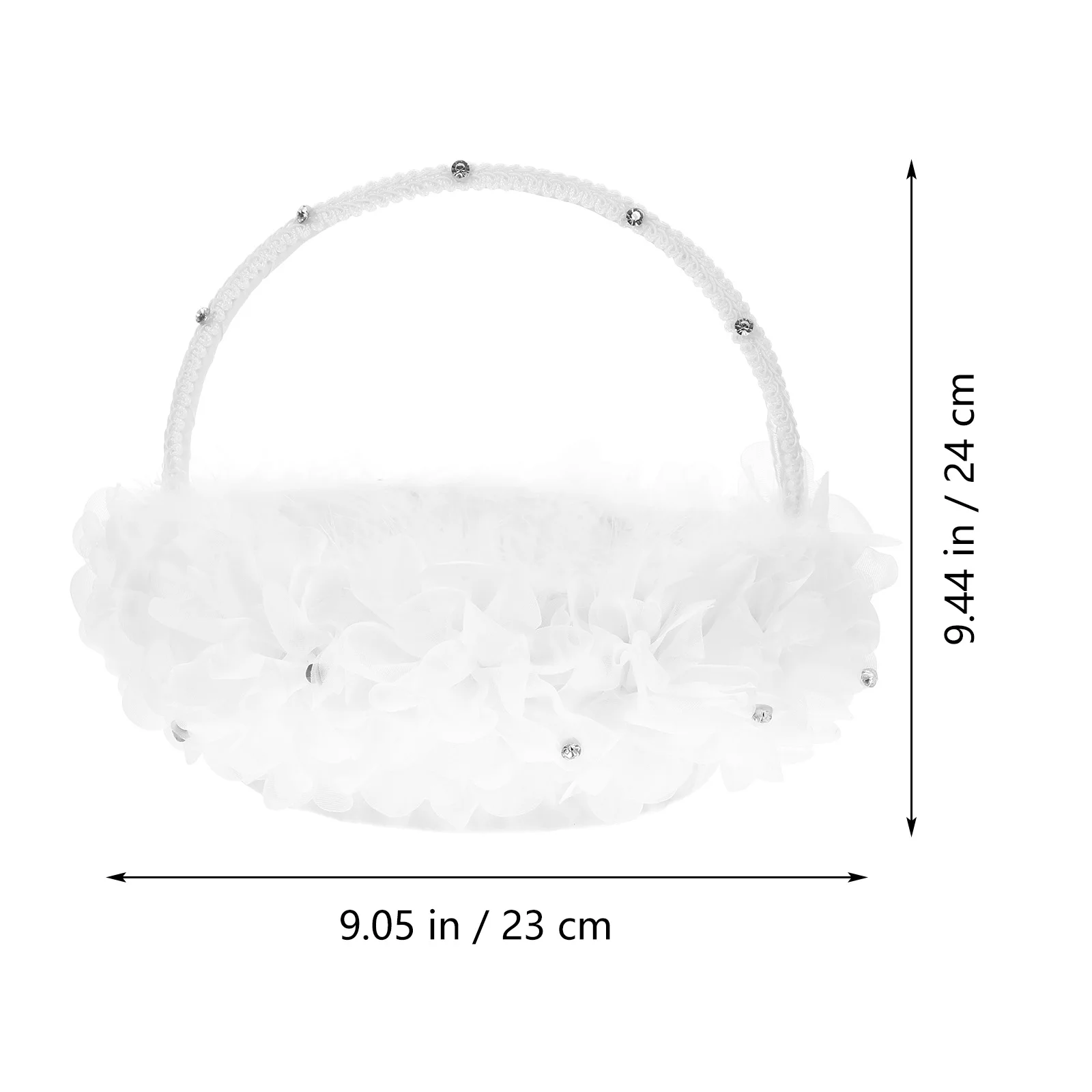

1pc Flower Basket Wedding Handheld Imitation Lace Bridal Decoration Petal Toss Basket For Ceremony Party Supplies White Creative
