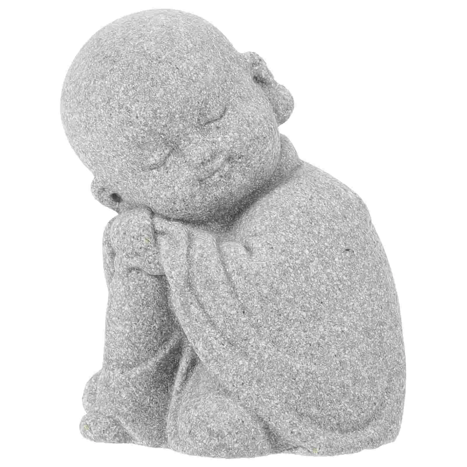 Little Monk Ornaments Statue Desktop Decor Buddha for Home Small Figurines Accessories Table