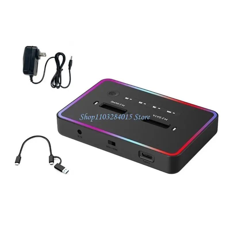 R6FF M.2 Docking Stations Double Bay Reader for M.2 NVMe Adapters Enclosure