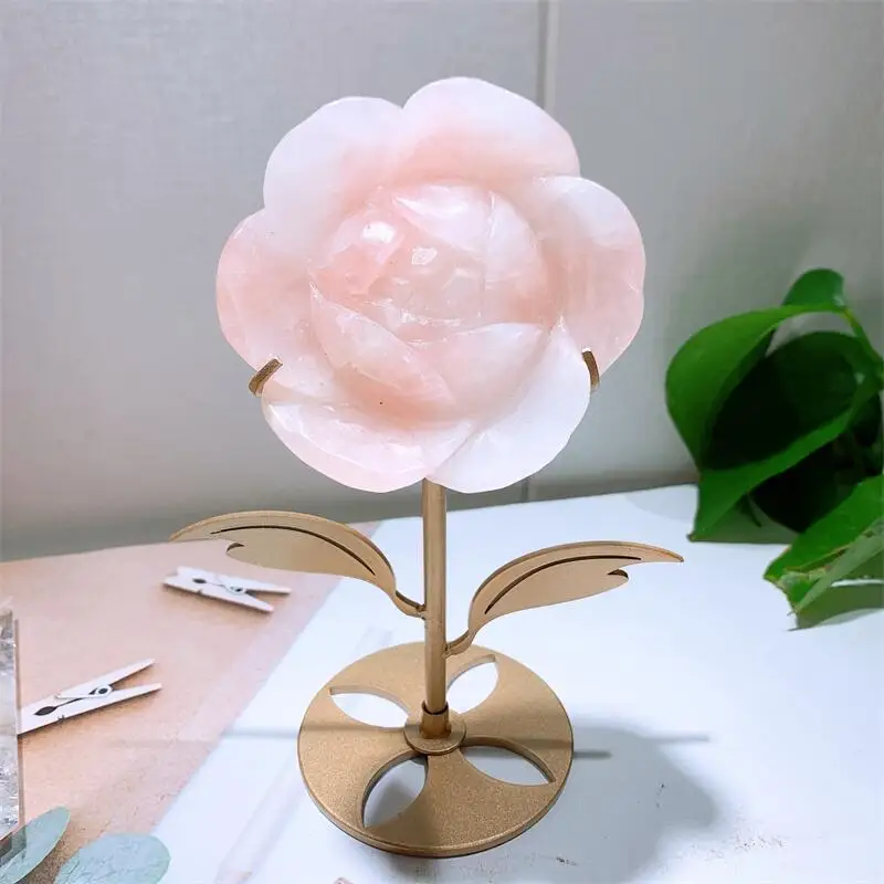 

Natural Rose Quartz Flower Crystal Mineral Quartz Stone Craft Mini Carving Healing Reiki Ornament Figurines 1PCS