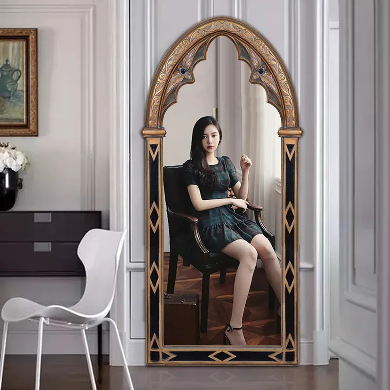 American full-length mirror wall-mounted floor-to-ceiling mirror household European entrance living room bedroom retro full-body