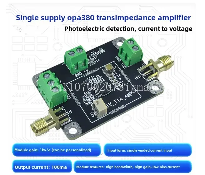 OPA380 Transimpedance TIA Amplifier Module/IV High-speed APD/PIN Photodetector/single Power Supply