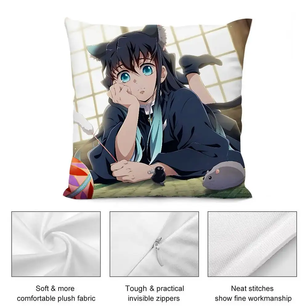 Cute T-Tokitos Muichiros-S Throw Pillow Covers Pattern Cushion Cover Suitable For Sofa Bedroom Car Pillow Cover